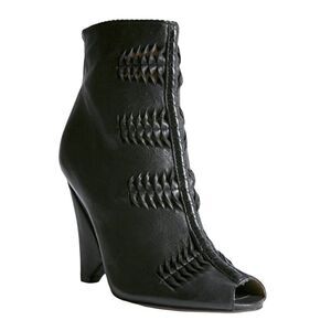 Sam Edelman NYC Black Leather Krosby Peep Toe Bootie